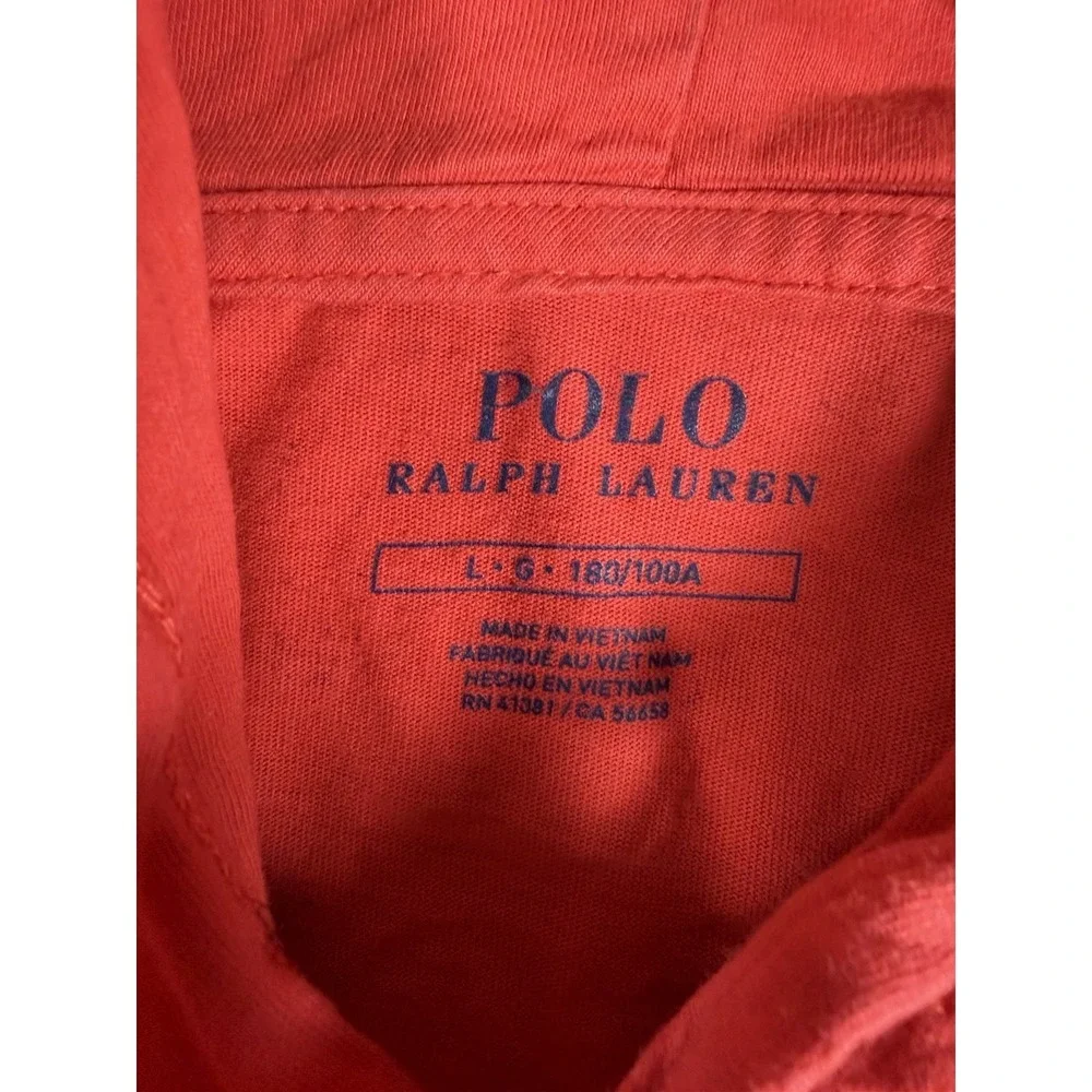 Polo Ralph Lauren Mens L Red‎ L/S Hooded T-Shirt Jersey Cotton Lightweight Pony